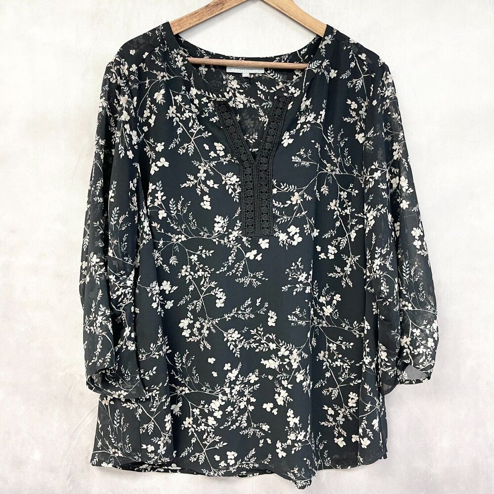 Daniel Rainn Floral Blouse Plus Size 2X Boho Prairie Dark Cottagecore Fairy Goth